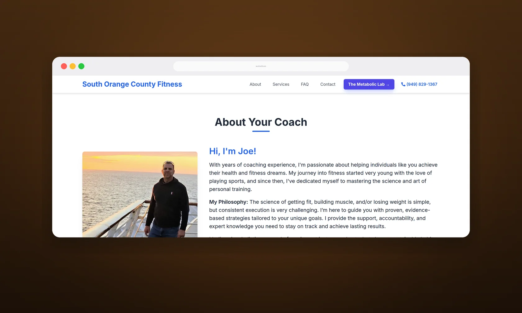 The SouthOC Fit personal training website